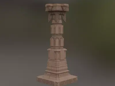 Ancient Indian Temple Pillar - Ayodhya Inspired - PBR Game Ready 3D model