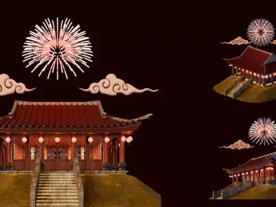 Chinese New Year Traditional House Building  3D model
