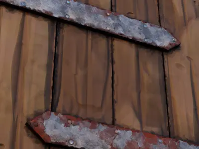 Stylized Medieval Wooden Door   Low Poly Game Asset Low-poly 3D model