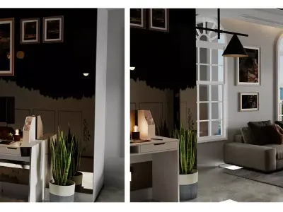 Modern Minimalist Living Room - 3D Model Luxurious Contemporary 3D model