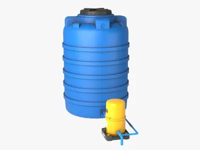 Automatic pump with Water tank Low-poly 3D model