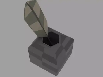 Low Poly Inkwell - Quill Game Ready Low-poly 3D model