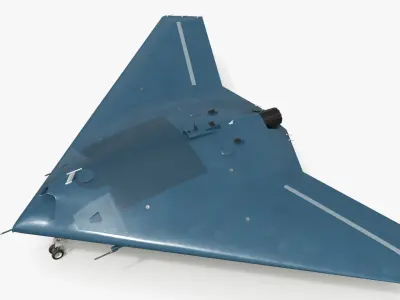  Unmanned Strike Aircraft with Delta Wing Dark Blue Rigged 