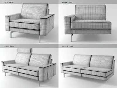 Bolero four different leather sofas 3D model