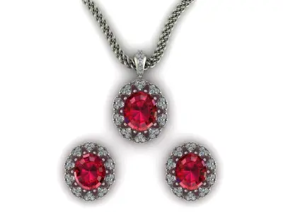 Diamond ruby pendant set 3D print model