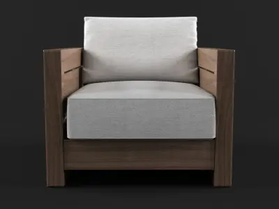 Bali Teak Lounge Chair 3D model