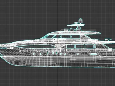 yacht 3d model motor boat showing front and boat Low-poly 3D model