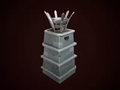 Stylized torch column Low-poly 3D model