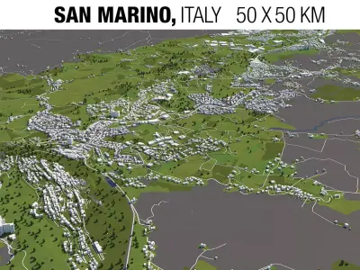 San Marino Italy 50x50km 3D model