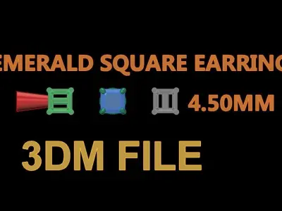 SQUARE EMERALD CUT 4 PRONG SOLITAIRE EARRING 4MM50 3D print model