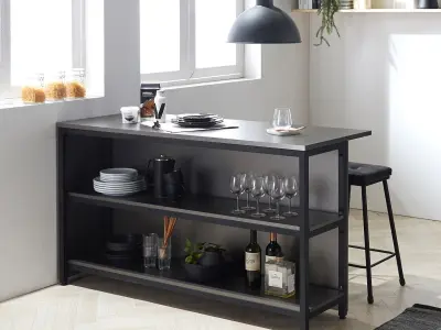 Modern Din Metal Gray Storage Island Dining Table 3D model