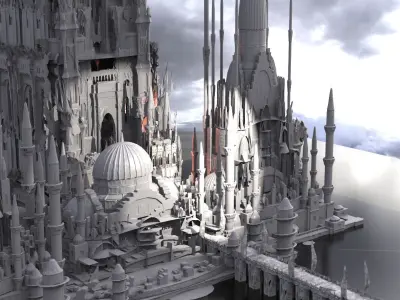 Sci fi fantasy hybrid architecture 3D model