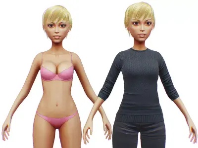 Young Woman - Smart Casual Clothes - Street Style Outfit - Cloth Low-poly 3D model