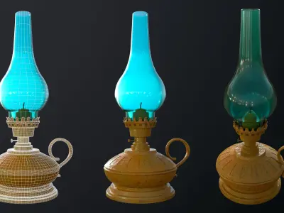 Old kerosene lamp 3D model Low-poly 3D model