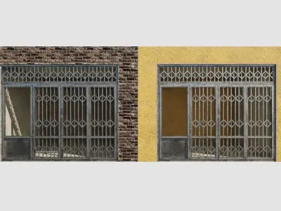 street shops with 3k pbr textures Low-poly 3D model