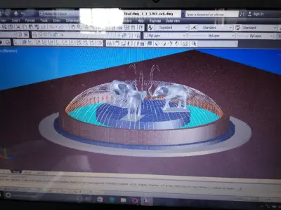 water fountain with elephant 3d model design 3D model