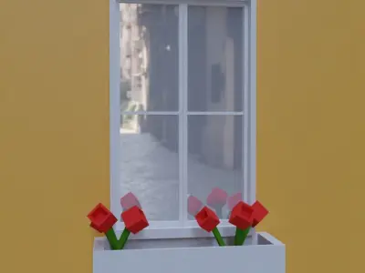 Low poly window 4 Cartagena Low-poly 3D model