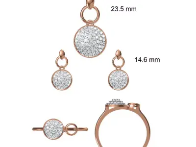 Light wt Ring Earrings Pendant set stl jcd 1-render details 3D print model 50