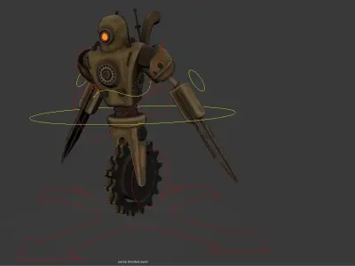 Steampunk mech Low-poly 3D model