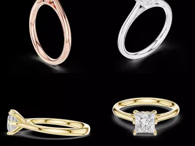 Princess Cut Solitaire Engagement Ring CAD Model 3D print model