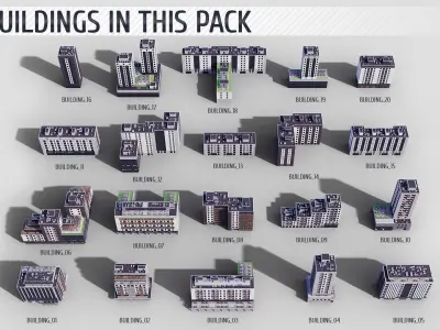 Low poly building pack Low-poly 3D model