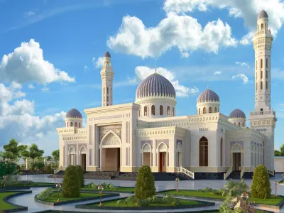 Mosque with architectural design 3D model