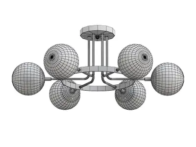 intenso six light chrome ceiling light with glass globes 3D model