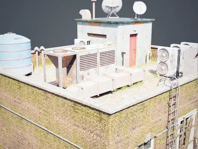 Abandoned building modular kit Low-poly 3D model