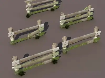 Fence Wood Low Poly 3d Model Low-poly 3D model