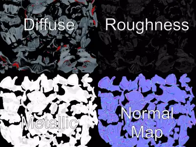 Futuristic Combat Robot model pack Low-poly 3D model