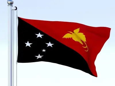 Animated Papua New Guinea Flag Low-poly 3D model