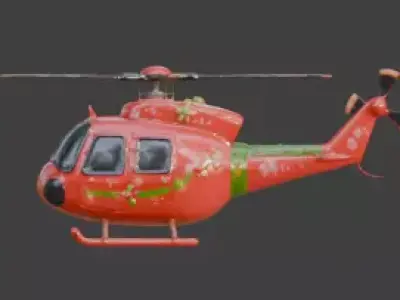 Stylized Christmas Helicopter 3D Model Low-poly 3D model