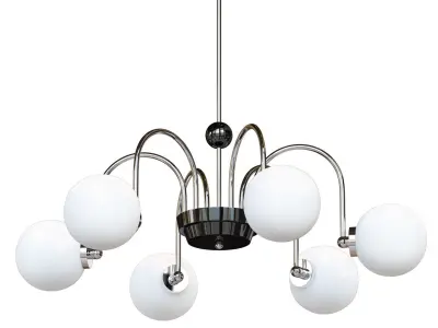 Modern Chrome Chandelier with White Glass Shade 3D model
