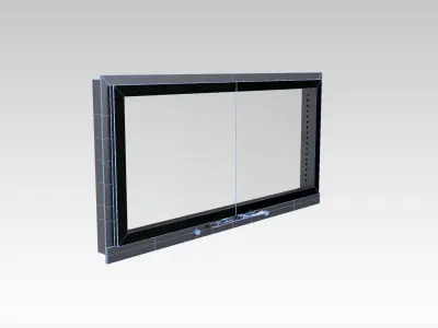Black fireplace glass two door frame 3D model