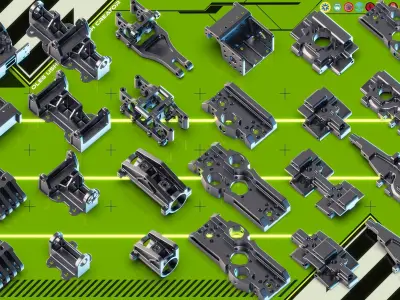 Sci-Fi Hard Surface Mechanical KITBASH 405 DETAILS 3D model