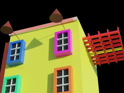 ColorBlind colorful house on field 3D print model
