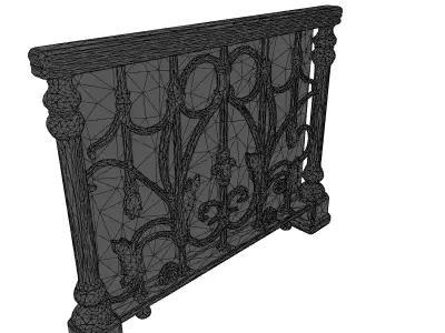 Elegant Wrought Iron Railing Section Low-poly 3D model