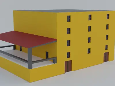 Modern Building Low-poly 3D model 8