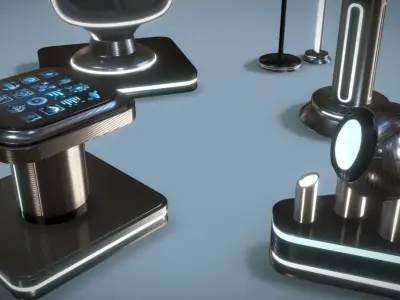 Futuristic Furniture Low-poly 3D model