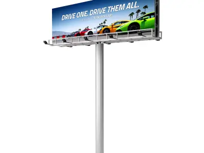 Highway Soundproof Barrier and Billboards 3D model