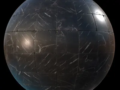 Black marble tiles PBR material  Texture