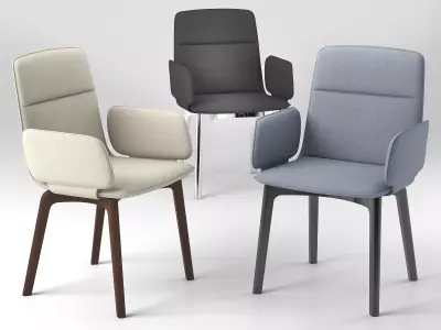 Modica dining chair with fabric and wood legs Free 3D model