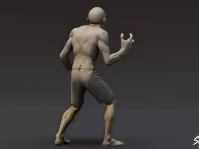 Zombie Statue Roar Pose Low-poly 3D model