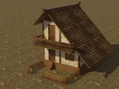 Medieval house 14 Low-poly 3D model