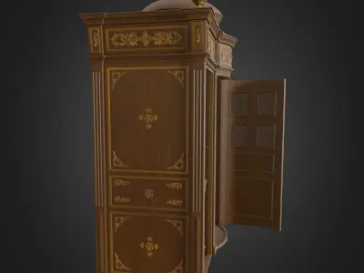 Confessional wooden church with ornate door 3D model