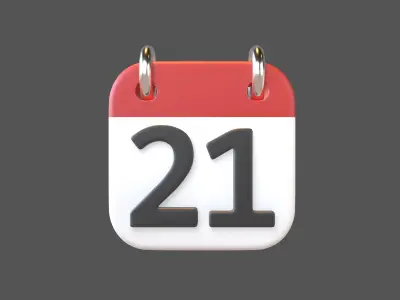 Calendar Icon 21 v1 001 Low-poly 3D model