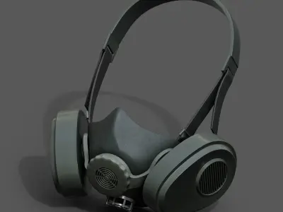 Gas mask helmet 3d model military combat fantasy cyborg armor  Low-poly 3D model