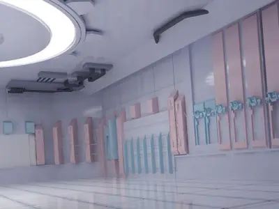 space stations passages sci fi scenarios corridors 3D model