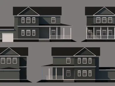 cartoon country cottage Low-poly 3D model