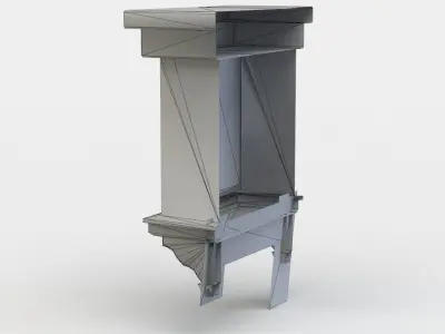 Dormer wooden cabinet with glass doors Low-poly 3D model